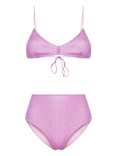 Oseree Lumiere Triangle-bra Bikini In Pink & Purple