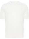 Malo Short-sleeved Fine-knit Sweater In White