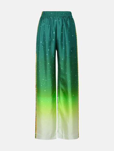 Casablanca 'joyaux D'afrique' Green Silk Trousers