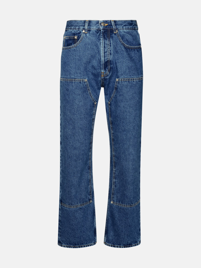 Palm Angels 'workwear' Blue Cotton Blend Jeans In Light Blue