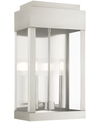 Livex York 2 Light Outdoor Wall Lantern In Brushed Nickel With