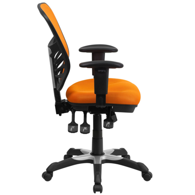 Flash Furniture Mid-back Orange Mesh Multifunction Executive Swivel Chair With Adjustable Arms