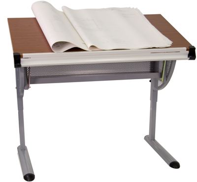 Flash Furniture Adjustable Drawing And Drafting Table With Pewter Frame In Red