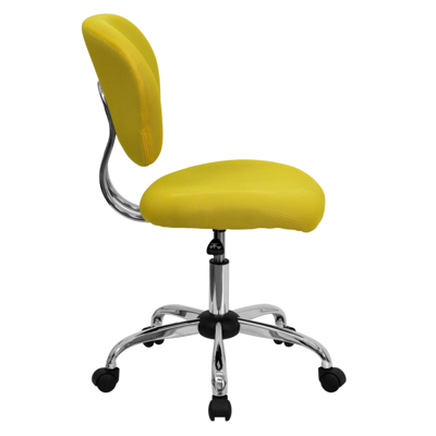 Flash Furniture Mid-back Yellow Mesh Swivel Task Chair With Chrome Base