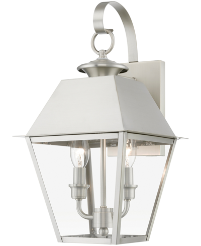 Livex Wentworth 2 Light Outdoor Medium Wall Lantern In Brushed Nickel