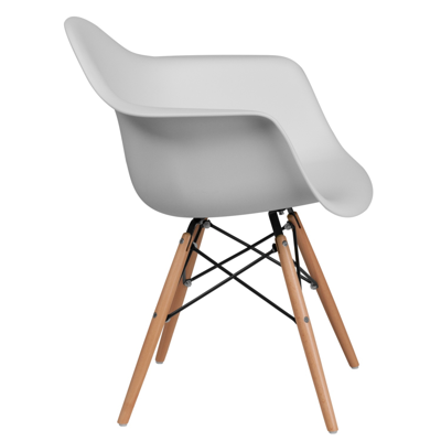 Flash Furniture Alonza Series White Plastic Chair With Wood Base