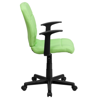 Flash Furniture Mid-back Green Quilted Vinyl Swivel Task Chair With Arms