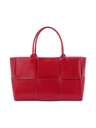 Bottega Veneta Women's Medium Arco Intreccio Leather Tote Bag In Red