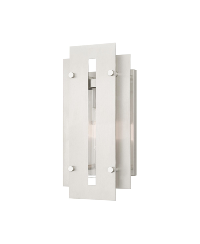 Livex Utrecht 1 Light Outdoor Wall Lantern In Brushed Nickel Accents