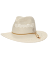 Ralph Lauren Open Work Crown Fedora With Script Logo In Bone