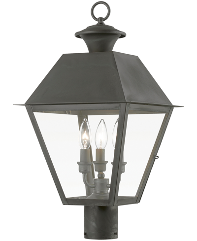 Livex Wentworth 3 Light Outdoor Large Post Top Lantern In Charcoal