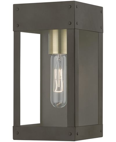 Livex Barrett 1 Light Outdoor Wall Lantern In Bronze With Antique Brass