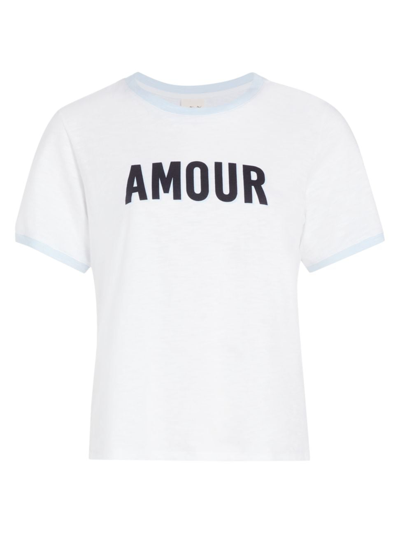 Cinq À Sept Cinq A Sept Cotton Two Tone Amour Tee In White/serene Sky