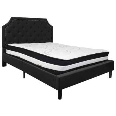 Flash Furniture Brighton Queen Size Tufted Upholstered Fabric Platform Bed With Pocket Spring Mattress In Black