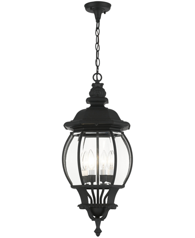 Livex Frontenac 4 Light Outdoor Pendant Lantern In Textured Black