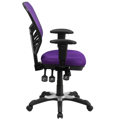 Flash Furniture Mid-back Purple Mesh Multifunction Executive Swivel Chair With Adjustable Arms