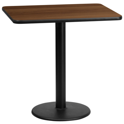 Flash Furniture 24'' X 30'' Rectangular Walnut Laminate Table Top With 18'' Round Table Height Base In Brown