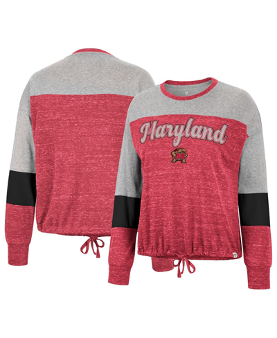 COLOSSEUM WOMEN'S COLOSSEUM RED MARYLAND TERRAPINS JOANNA TIE FRONT LONG SLEEVE T-SHIRT