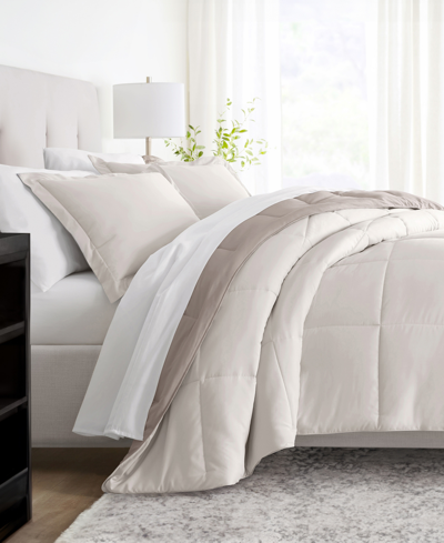 Ienjoy Home All Season Lightweight Down Alternative Reversible 3-pc. Comforter Set, Queen/full In Natural,latte