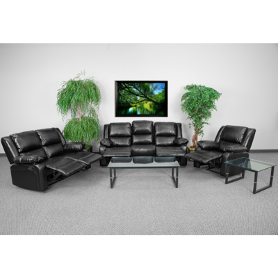 Flash Furniture Harmony Series Black Leather Reclining Sofa Set