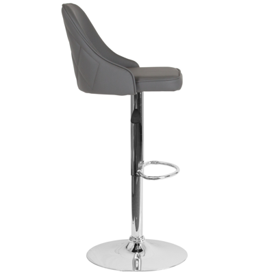 Flash Furniture Trieste Contemporary Adjustable Height Barstool In Gray Leather