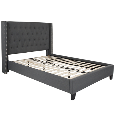 Flash Furniture Riverdale Full Size Tufted Upholstered Platform Bed In Dark Gray Fabric