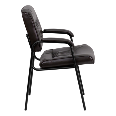 Flash Furniture Brown Leather Executive Side Reception Chair With Black Metal Frame