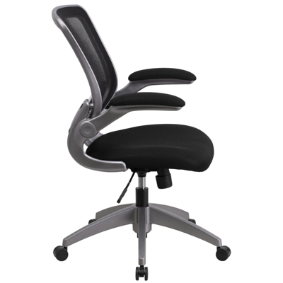 Flash Furniture Mid-back Black Mesh Swivel Task Chair With Gray Frame And Flip-up Arms