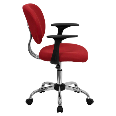 Flash Furniture Mid-back Red Mesh Swivel Task Chair With Chrome Base And Arms