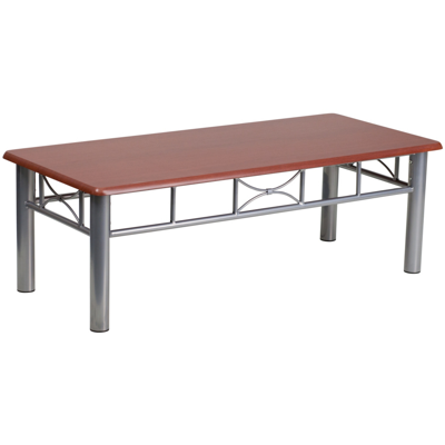 Flash Furniture Mahogany Laminate Coffee Table With Silver Steel Frame In Brown