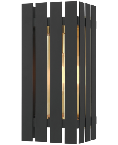 Livex Greenwick 1 Light Outdoor Wall Lantern In Black With Satin Brass