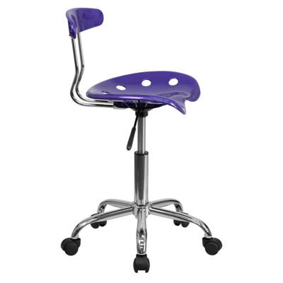 Flash Furniture Vibrant Violet And Chrome Swivel Task Chair With Tractor Seat In Purple
