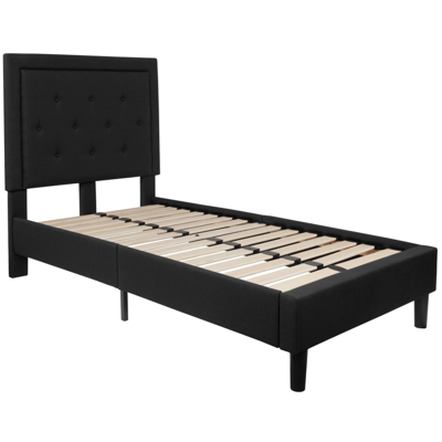 Flash Furniture Roxbury Twin Size Tufted Upholstered Platform Bed In Black Fabric