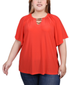Ny Collection Petite Raglan Sleeve Top With Chain Details In Bittersweet