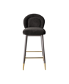 Tov Furniture 1 Pc. Velvet Counter Stool In Dark Gray
