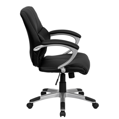 Flash Furniture Mid-back Black Leather Contemporary Swivel Manager's Chair With Arms
