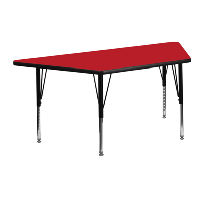 FLASH FURNITURE 25''W X 45''L TRAPEZOID RED HP LAMINATE ACTIVITY TABLE