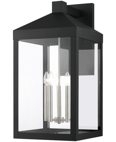 Livex Nyack 5 Light Outdoor Wall Lantern In Black With Brushed