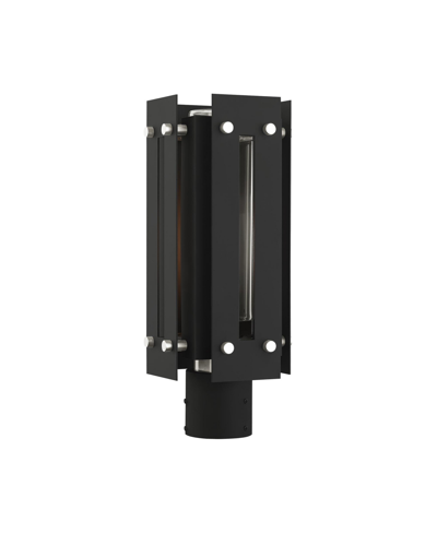 Livex Utrecht 1 Light Outdoor Post Top Lantern In Black With Brushed