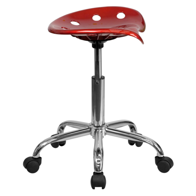 Flash Furniture Vibrant Wine Red Tractor Seat And Chrome Stool