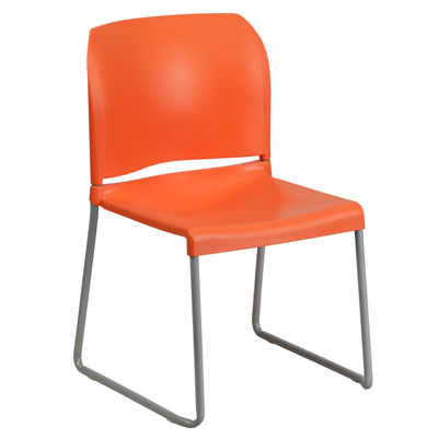 Flash Furniture Hercules Series 880 Lb. Capacity Full Back Contoured Stack Chair With Sled Base In Orange