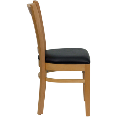 Flash Furniture Hercules Series Vertical Slat Back Natural Wood Restaurant Chair In Black