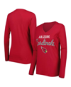 G-iii 4her By Carl Banks Cardinal Arizona Cardinals Post Season Long Sleeve V-neck T-shirt In Cardinal