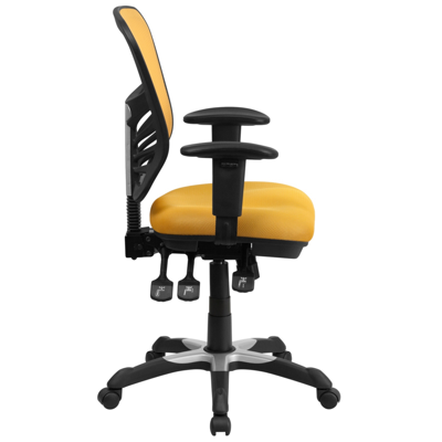 Flash Furniture Mid-back Yellow-orange Mesh Multifunction Executive Swivel Chair With Adjustable Arms