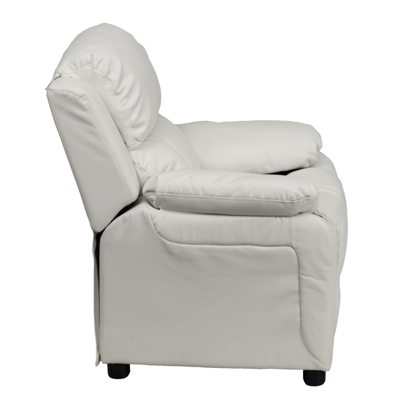 Flash Furniture Deluxe Padded Contemporary White Vinyl Kids Recliner With Storage Arms