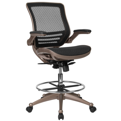 Flash Furniture Mid-back Transparent Black Mesh Drafting Chair