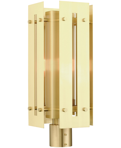 Livex Utrecht 1 Light Outdoor Post Top Lantern In Satin Brass