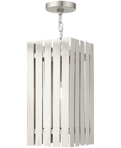 Livex Greenwick 1 Light Outdoor Pendant Lantern In Brushed Nickel