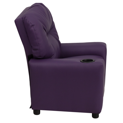 Flash Furniture Contemporary Purple Vinyl Kids Recliner With Cup Holder