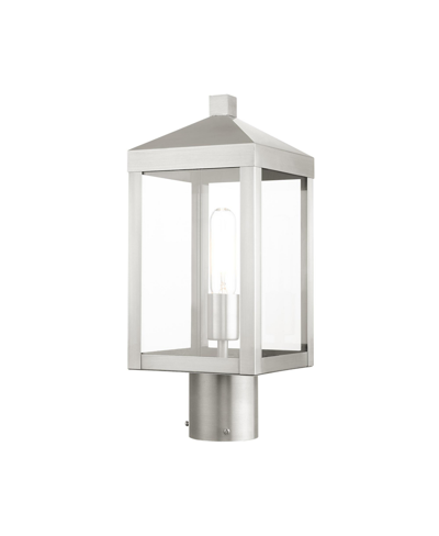 Livex Nyack 1 Light Outdoor Post Top Lantern In Brushed Nickel